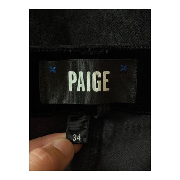 Paige Flaunt Femme High Rise Cropped Mini Boot pants black size 34 - Picture 5 of 7